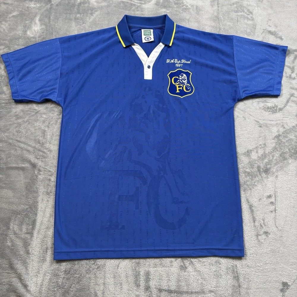 Retro Chelsea 1997 FA Cup Final Shirt Score Draw Retro Men's Size Large